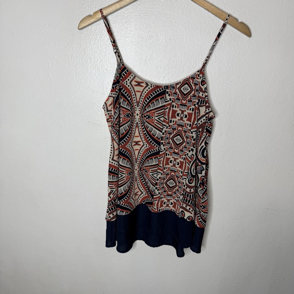 New Collective Concepts Donnie Graphic Print Blouse Tank Top Orange Womens Large - Picture 4 of 8